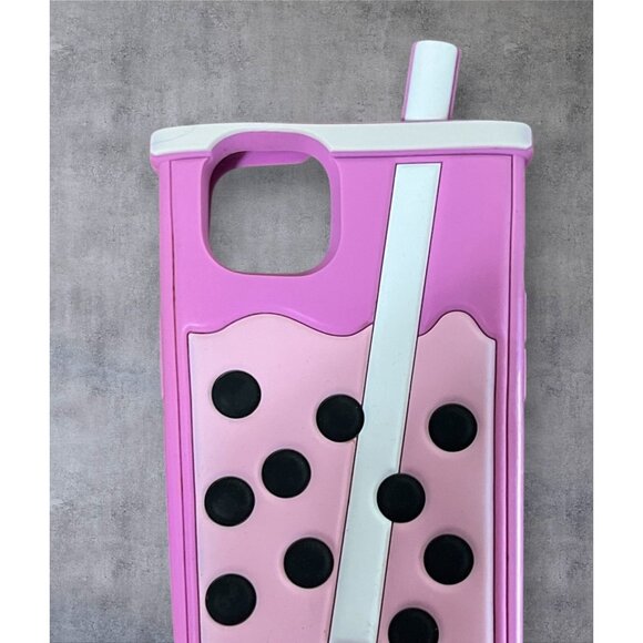 Pink Bubble Tea Design iPhone 13 Case With Pop-Out Straw & Protective Soft Silic - Picture 6 of 6